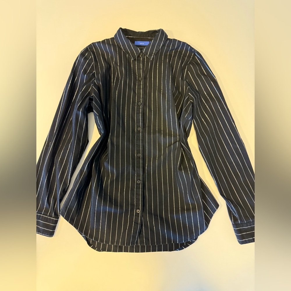 Zara Black and Silver Striped Shirt